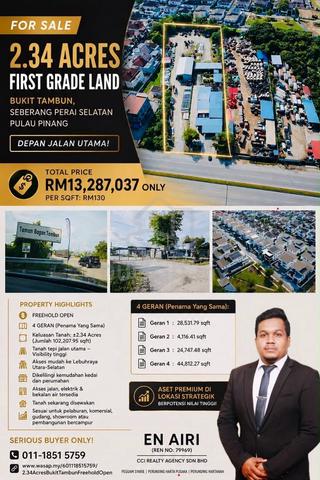 2.34 EKAR FREEHOLD NON BUMI | BUKIT TAMBUN, PULAU PINANG | Below MV 1