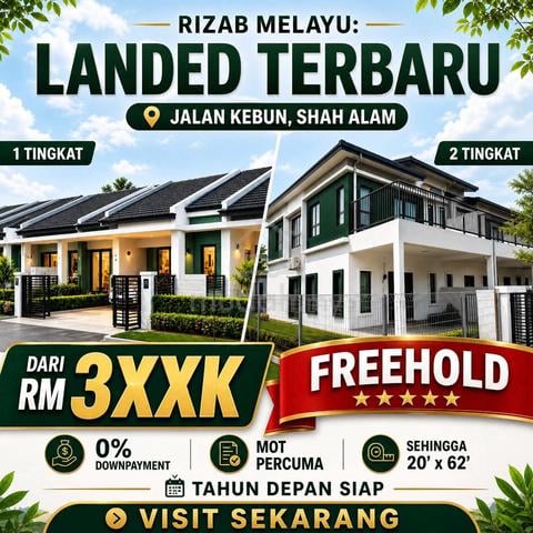 FREEHOLD Rizab Melayu Rumah Teres 2 & 1 Tingkat Semi D paling Murah 1