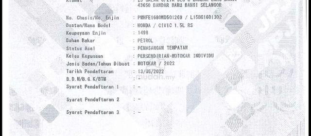 2022 Honda CIVIC 1.5 RS (A) FSR ,WARANTY HONDA - 5