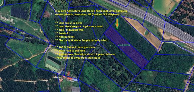 2.12 acre Agriculture Land, Setul, Kampung Gebok, Mantin, Sbn, N9 1