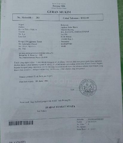 Tanah area Kota bharu baung bayam 1