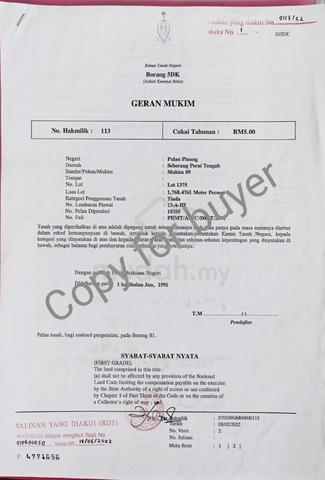 Tanah Freehold Bukit Mertajam Geran Mukim Jual Mudah Murah 1
