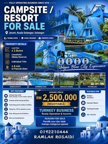CAMPSITE / RESORT UNTUK DIJUAL SEPENUHNYA❗Kg. Bukit Hijau, 45800 Jeram 1