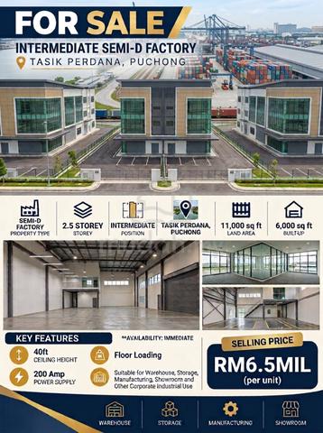 Semi-D 2.5sty Factory in Tasik Perdana Puchong 1