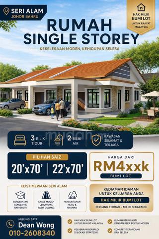 Bandar Seri Alam,new project, rumah teras satu tingkat,Rm500k kebawah 1