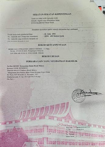 TANAH SAWIT UNTUK DIJUAL – Mukim Air Lembu,Air Panas Gerik Perak 1