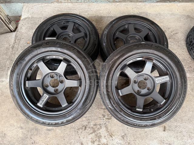 Rim te37 matt black 15 inch tayar 70% blm flx alza - photo 2 of 6