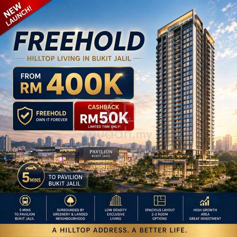 CASHBACK 50K ! 1st Home @ Near Bukit Jalil - Full Furnished Link MRT 1