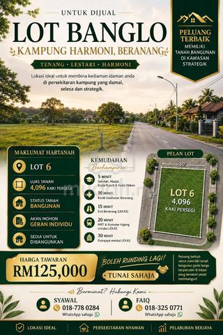 LOT BANGLO UNTUK DIJUAL Kampung Harmoni, Beranang • Selangor 1