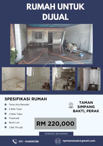 Rumah Untuk Dijual Taman Simpang Bakti, Perak 1