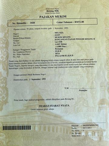 Tanah Getah 4 ekar Seti Kesang Jasin 1