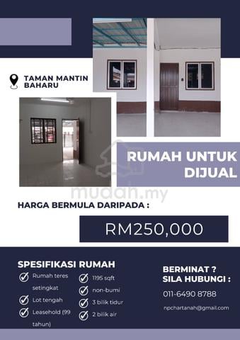 Rumah Untuk Dijual - TAMAN MANTIN BAHARU 1