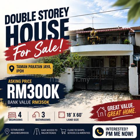 Below Bank Value! Double Storey House 4R3B @ Pakatan Jaya, Bercham 1