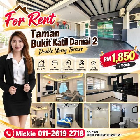 Furnished Nice Reno Double Storey Taman Bukit Katil Damai 1