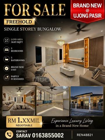 Ujong Pasir Bungalow Single Storey Freehold Brand New unit 1