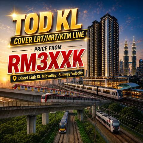 Beside KL LRT/MRT Condo【 Mth RM1.4K @ 2-3 ROOM 】FREE Furnish Midvalley 1