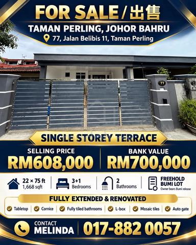 Full Loan Renovated Taman Perling Belibis Single storey terrace 1