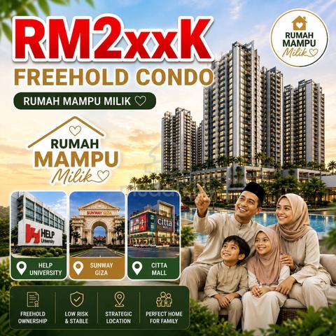 Freehold Full Loan【 2 Room 2 Carpark MTH 1.1k 】NEXT Subang Airport/KD 1