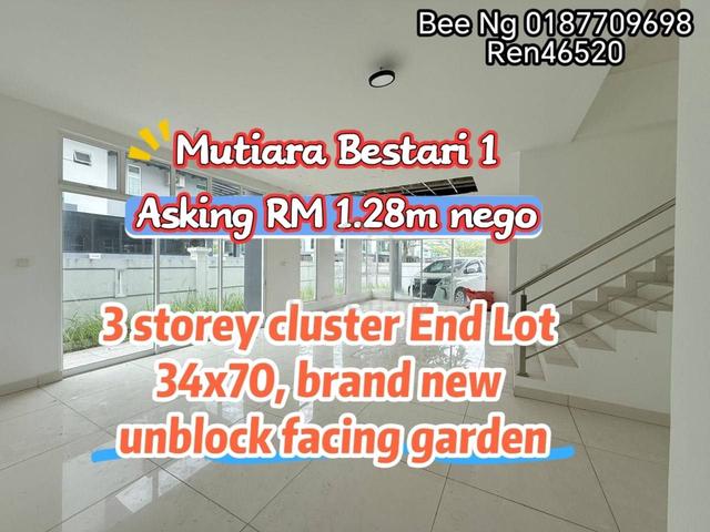 Taman Mutiara Bestari 3 Storey Cluster Brand New Unblock View End Lot 1