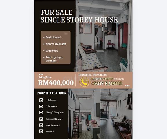 Jalan 18/4, Petaling Jaya, 1 Storey Terraced House for SALE 1