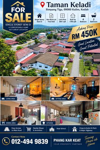 For Sale Taman Keladi Simpang Tiga Kulim Single Storey Semi-D 1