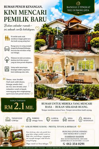 Banglo 2 Tingkat SS12 Subang Jaya untuk di lepaskan 1