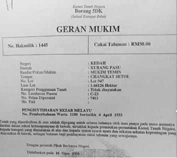 Kedah Land for sell at Changkat Setol, Changlun. 1