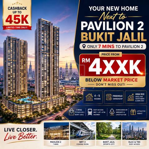 1st Home Full loan ! FREEHOLD Near Pavilion 2 - 5 R Big Balcony @ MRT Cashback 1