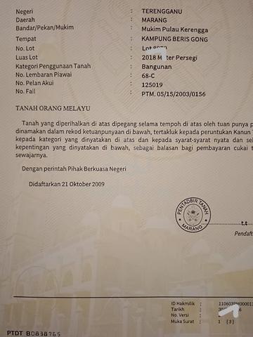 Empat Lot Tanah Daerah Marang 1