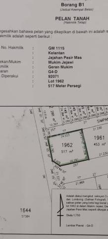 Tanah Freehold Pasir Mas 1