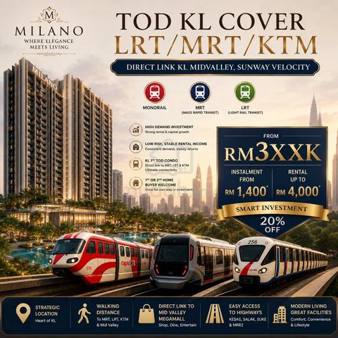 FULL Cover KL-MRT/LRT【 Airbnb-LongTerm Invest 】2-3 ROOM - Direct Mall 1
