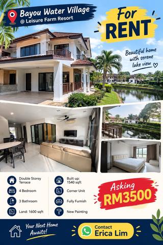 Leisure Farm/ Bayou Water Village/ 2-Storey House/ 4B3B/ Fully/ RENT 1