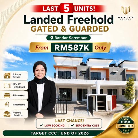 Rumah Landed 22' x 75' New Double Storey @ Bandar Seremban 1