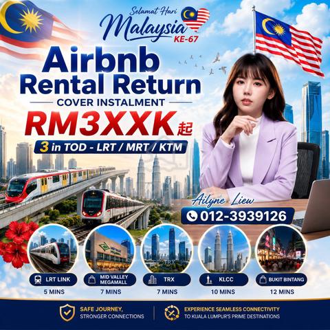 【 Return Airbnb Rental 】Near LRT Midvalley Direct-Link TRX @ Mth 1.4k 1