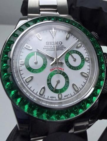 Custom S. Mod 39.5mm Green Panda Diamond Steel - photo 6 of 6