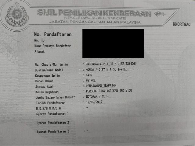 2019 Honda CITY 1.5 E FACELIFT SERVICE RECORD - 2