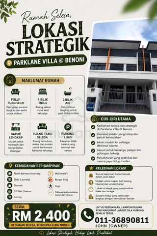 Rumah untuk Disewa – Parklane Villa @ Benoni 1
