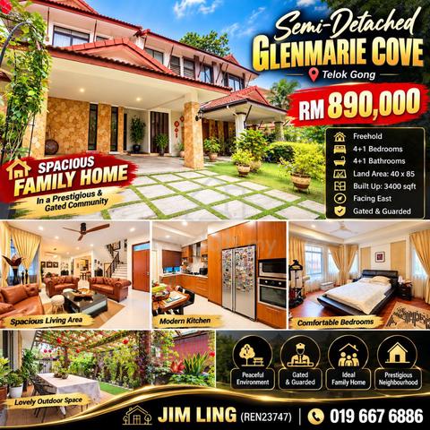 Semi-D Glenmarie Cove Telok Gong | Freehold | 40x85 | 4+1 Bedrooms 1