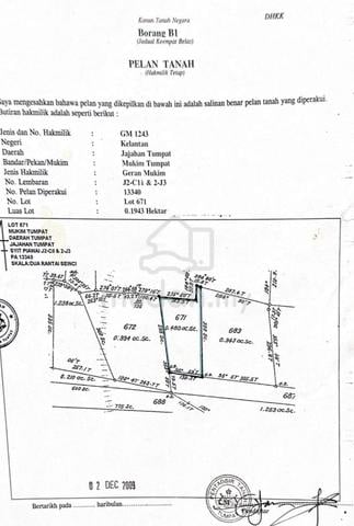 Tanah Untuk Dijual di Kg. Kelong, Tumpat, Kelantan 1