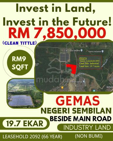 GEMAS NEGERI SEMBILAN💯 INDUSTRY LAND 19.7 EKAR Beside MAIN ROAD 1