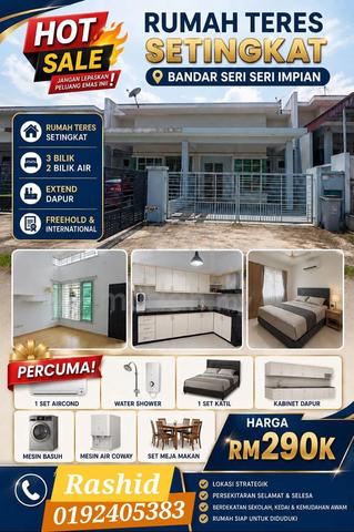 BANDAR SRI IMPIAN, FREEHOLD SEMUA KAUM BOLEH BELI, Rmh Spt Baru 3Bilik 1