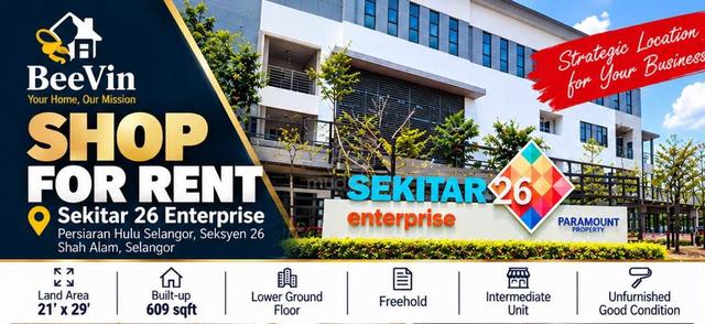 Shoplot Lower Grd Flr Shah Alam Sekitar 26 Enterprise near Hicom 1