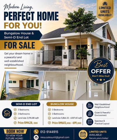 Semi-D End Lot & Bungalow Houses for Sale in Rantau, Negeri Sembilan 1