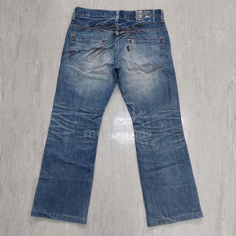 NaMiNoRi TaTsuJin Koi Fish Paint Denim Jeans  - photo 2 of 6