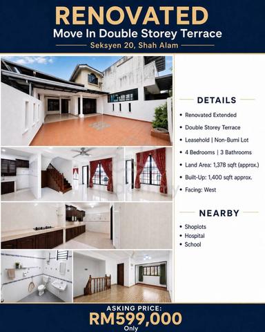 Double Storey Terrace House Seksyen 20 Shah Alam Selangor 1