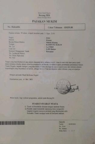 Tanah Lot Pertanian untuk Dijual – Jalan Kahang Timur, Kluang 1