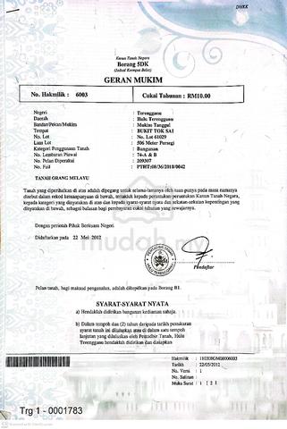 2 lot tanah di belakang hospital Kuala berang untuk dijual 1