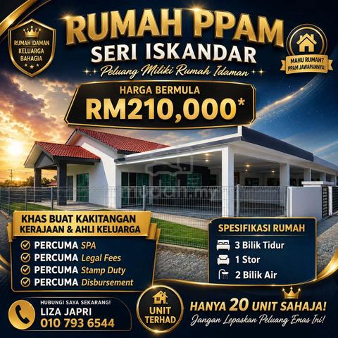 Projek Baru Rumah PPAM TAMAN UNI MUTIARA RM210K, Seri Iskandar 3R2B 1