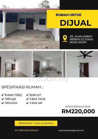 Rumah Teres Untuk Dijual - JALAN LEMBAH MERBOK 1/2 1