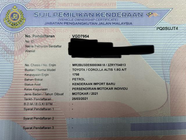 2021 Toyota COROLLA 1.8 ALTIS G(A)NO PRO FEE OTR - 2